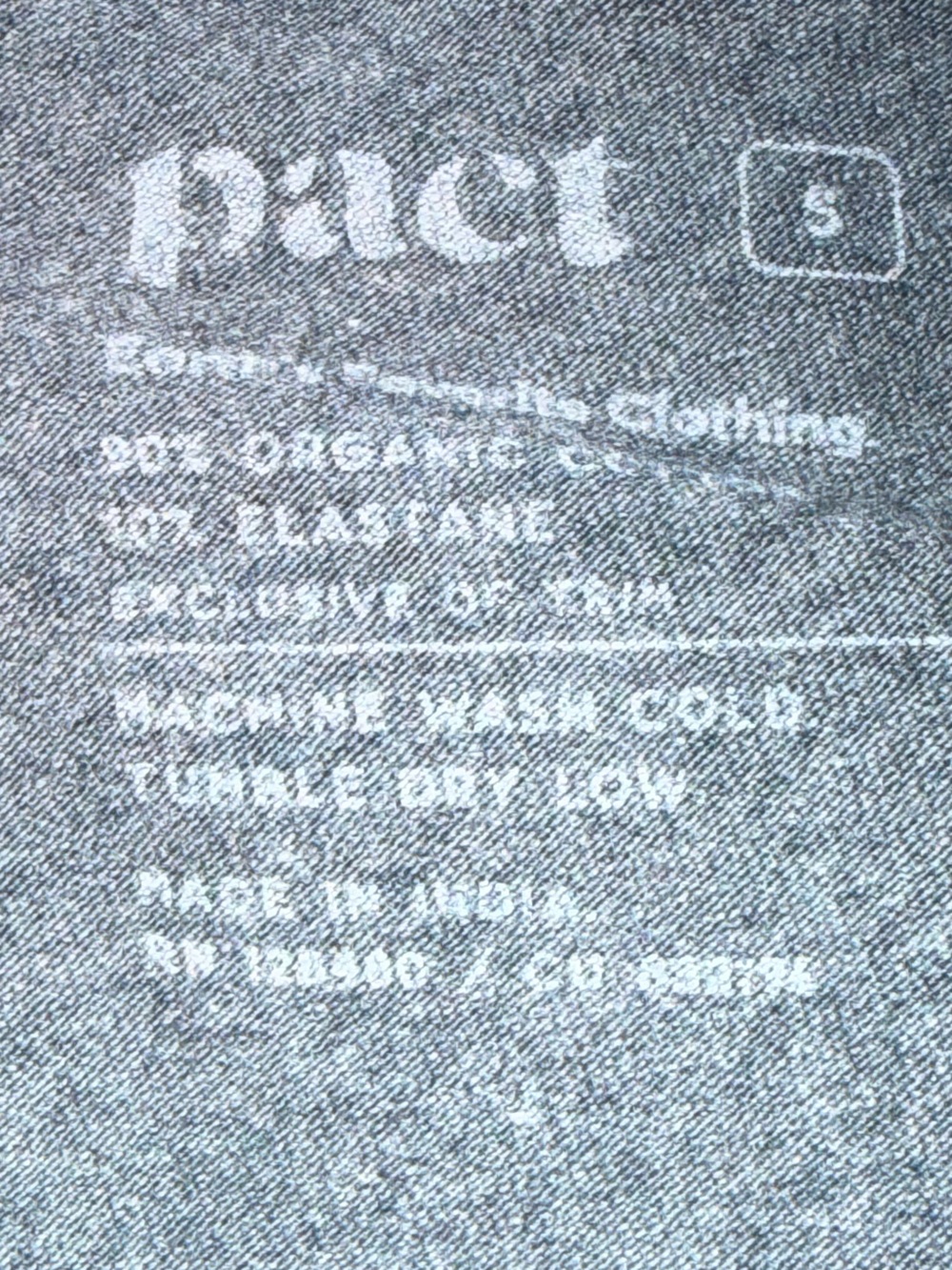 PACT NWOT Organic Cotton Leggings Small Heather Gray Full Length High Rise - Picture 7 of 8